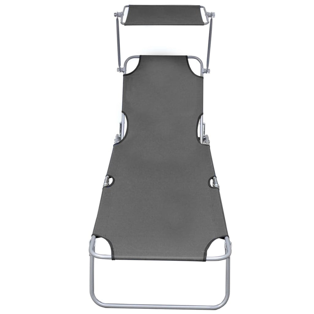 Ligbed inklapbaar met luifel aluminium grijs MeubelReus