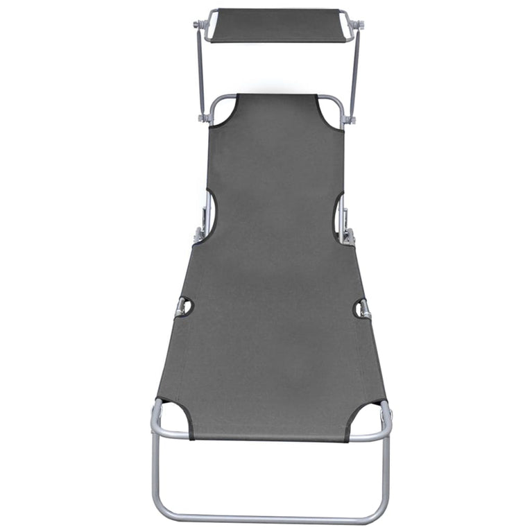 Ligbed inklapbaar met luifel aluminium grijs MeubelReus