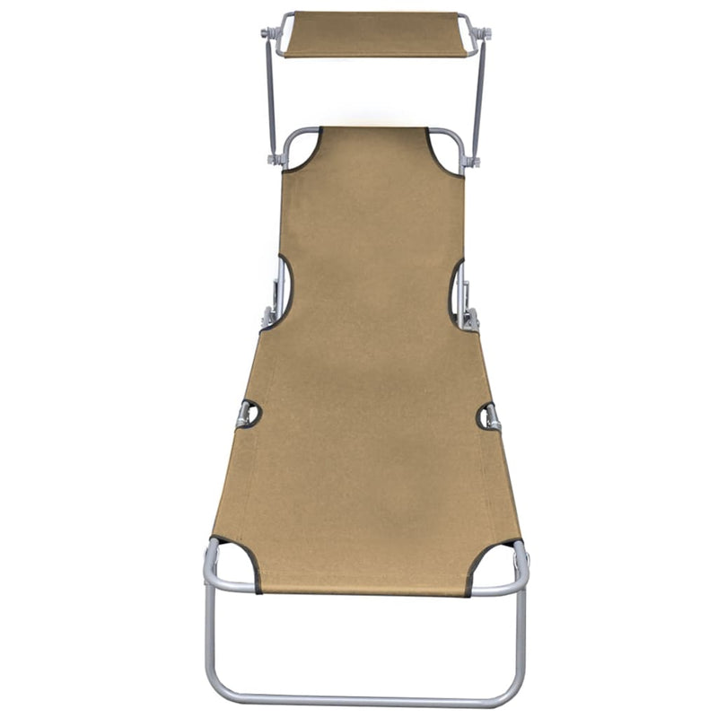 Ligbed inklapbaar met luifel aluminium taupe MeubelReus