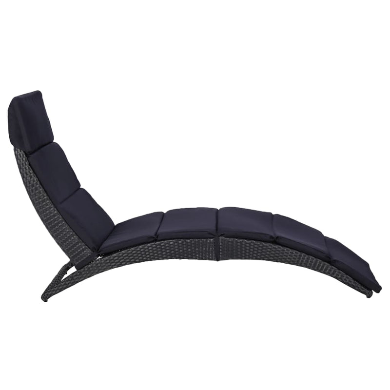 Ligbed met kussen poly rattan zwart MeubelReus