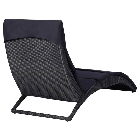 Ligbed met kussen poly rattan zwart MeubelReus