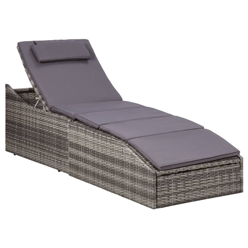 Ligbed met kussen poly rattan grijs MeubelReus