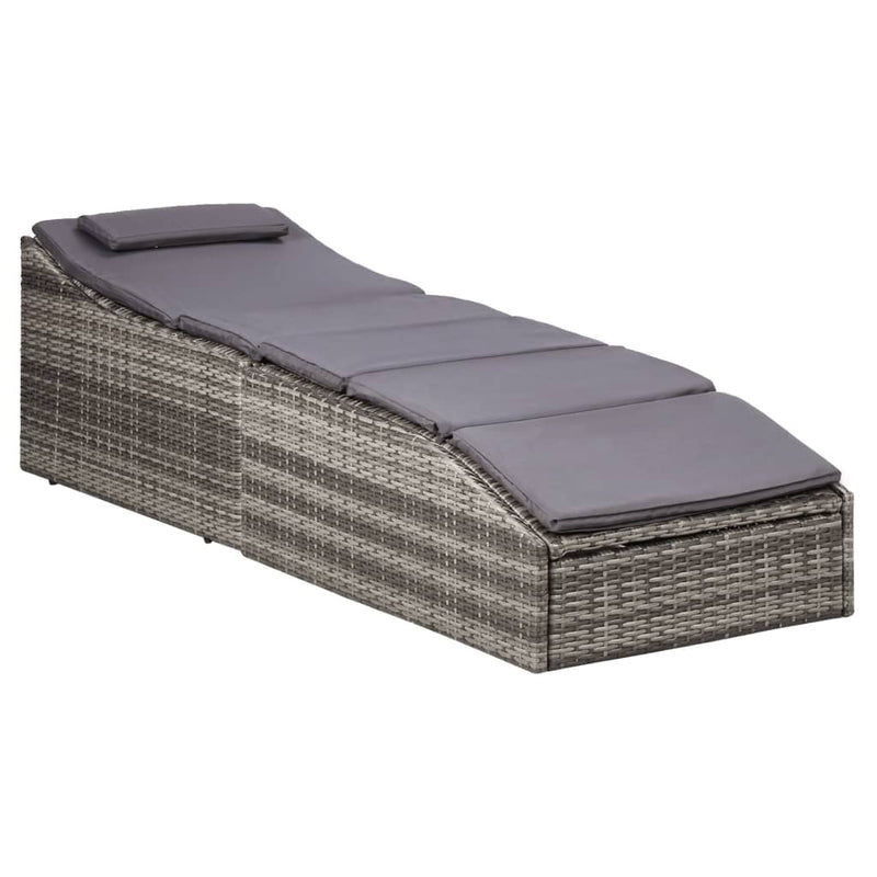 Ligbed met kussen poly rattan grijs MeubelReus