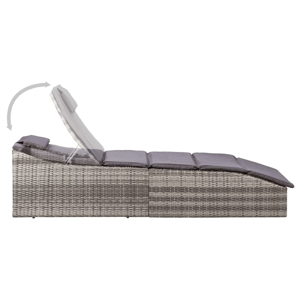 Ligbed met kussen poly rattan grijs MeubelReus