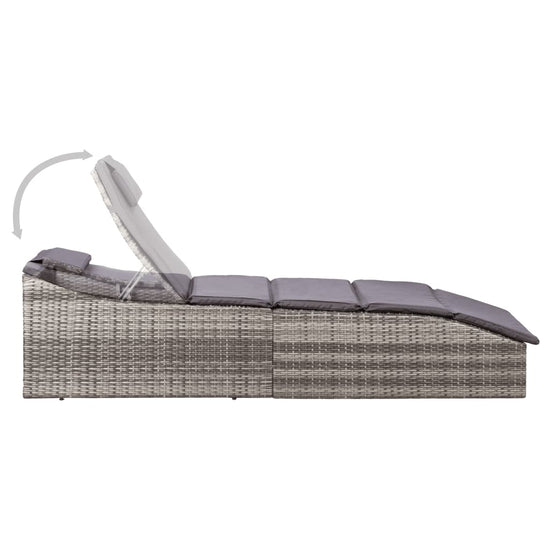 Ligbed met kussen poly rattan grijs MeubelReus