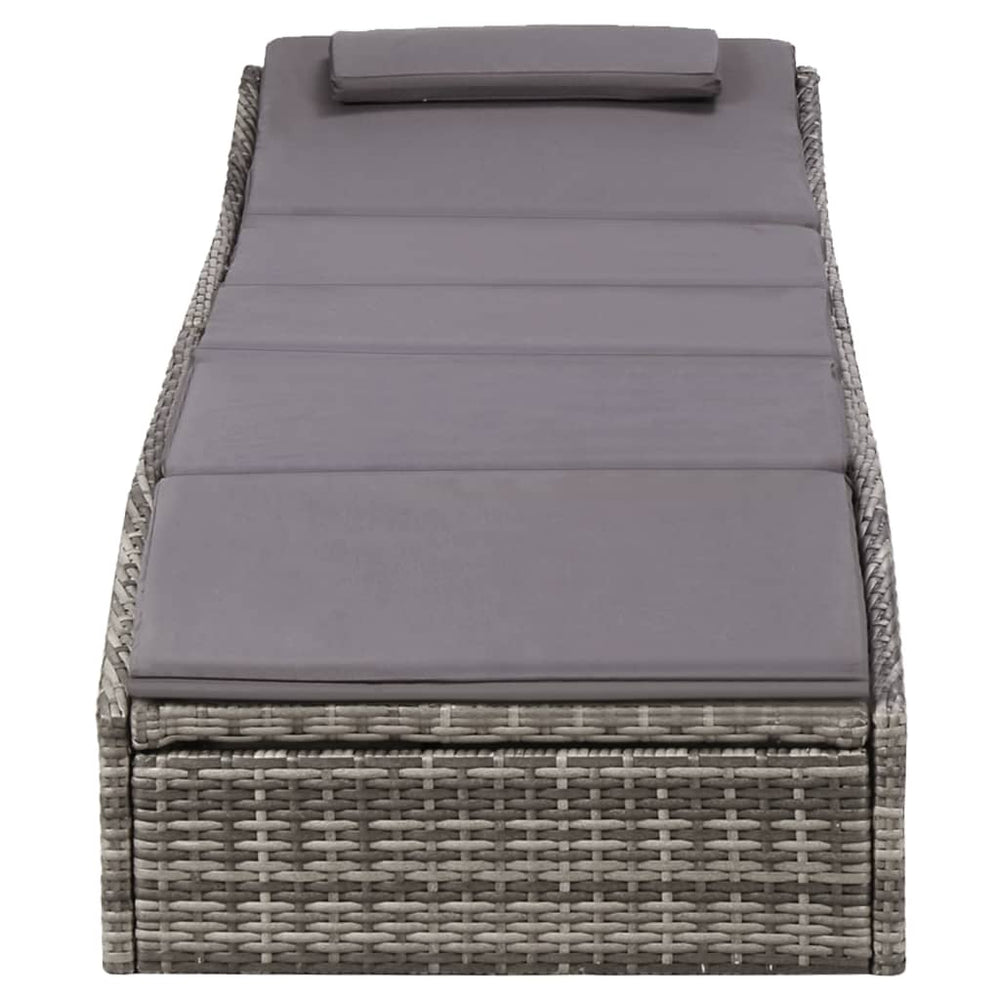 Ligbed met kussen poly rattan grijs MeubelReus