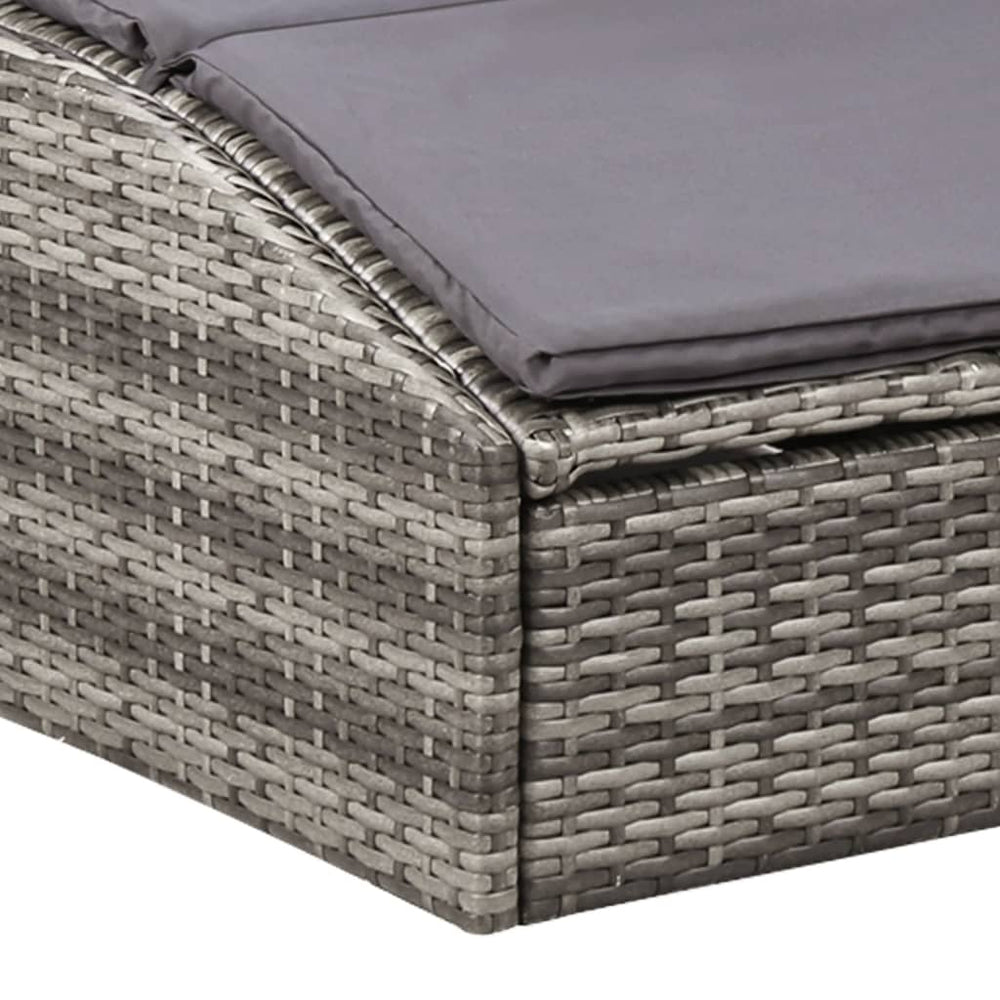 Ligbed met kussen poly rattan grijs MeubelReus