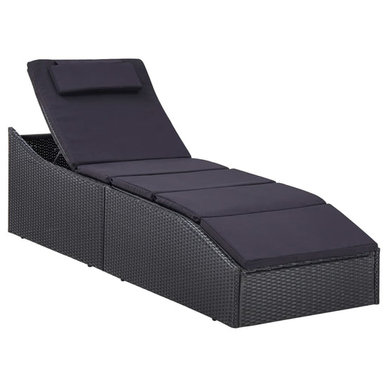Ligbed met kussen poly rattan zwart MeubelReus