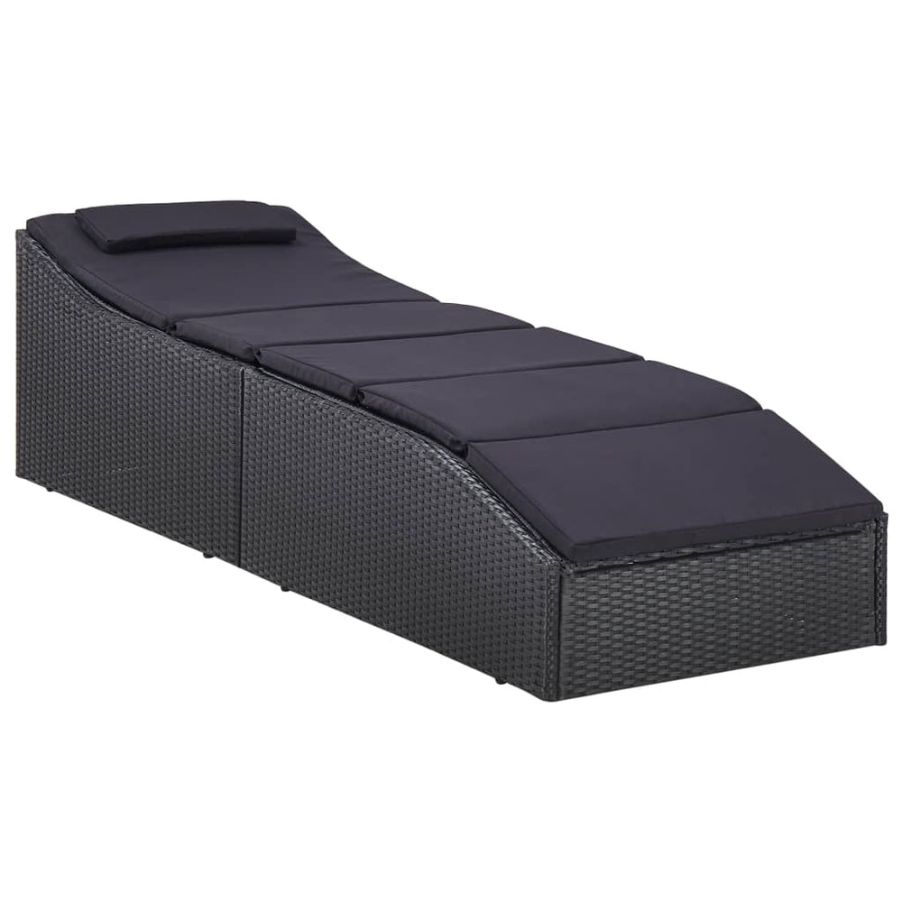 Ligbed met kussen poly rattan zwart MeubelReus