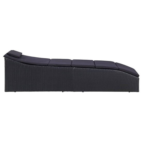 Ligbed met kussen poly rattan zwart MeubelReus