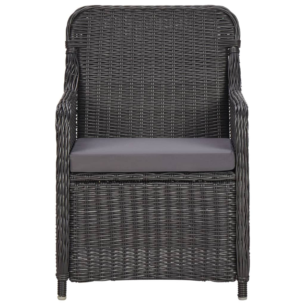 3-delige Bistroset met kussens poly rattan zwart MeubelReus