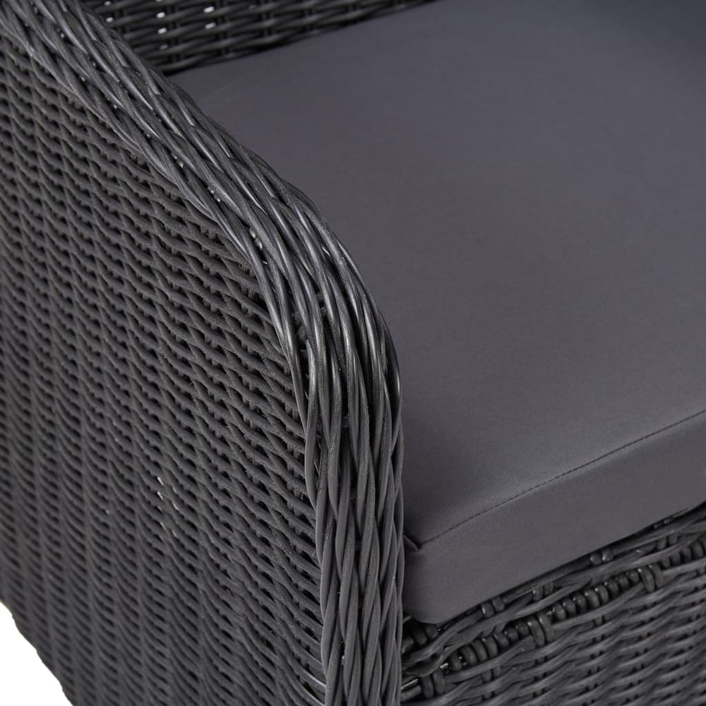 3-delige Bistroset met kussens poly rattan zwart MeubelReus