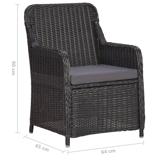 3-delige Bistroset met kussens poly rattan zwart MeubelReus