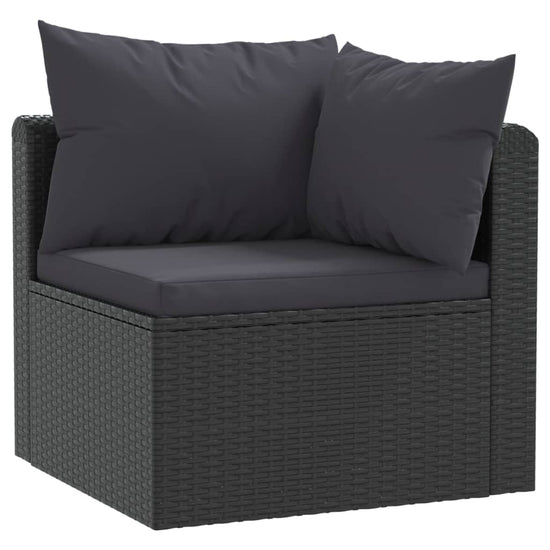 7-delige Loungeset met kussens poly rattan zwart MeubelReus