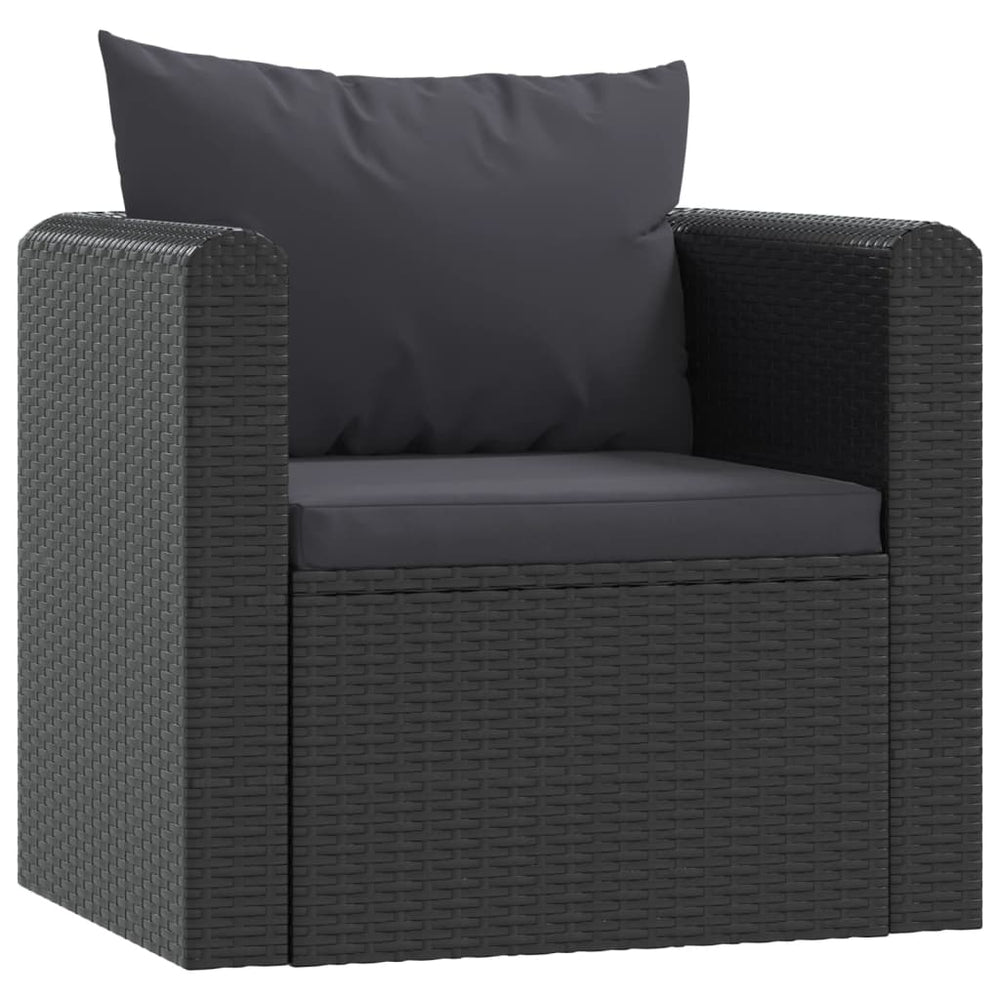 7-delige Loungeset met kussens poly rattan zwart MeubelReus