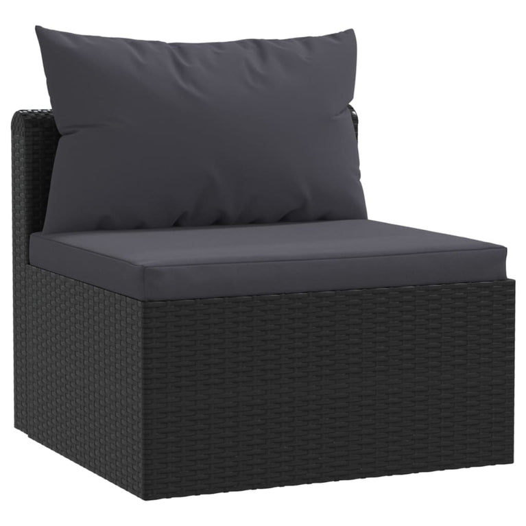 7-delige Loungeset met kussens poly rattan zwart MeubelReus
