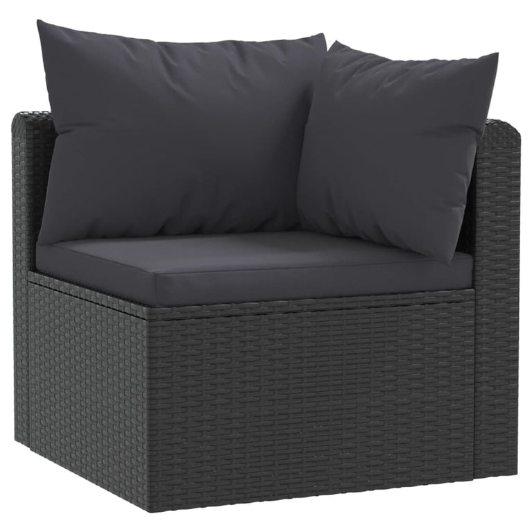 7-delige Loungeset met kussens poly rattan zwart MeubelReus