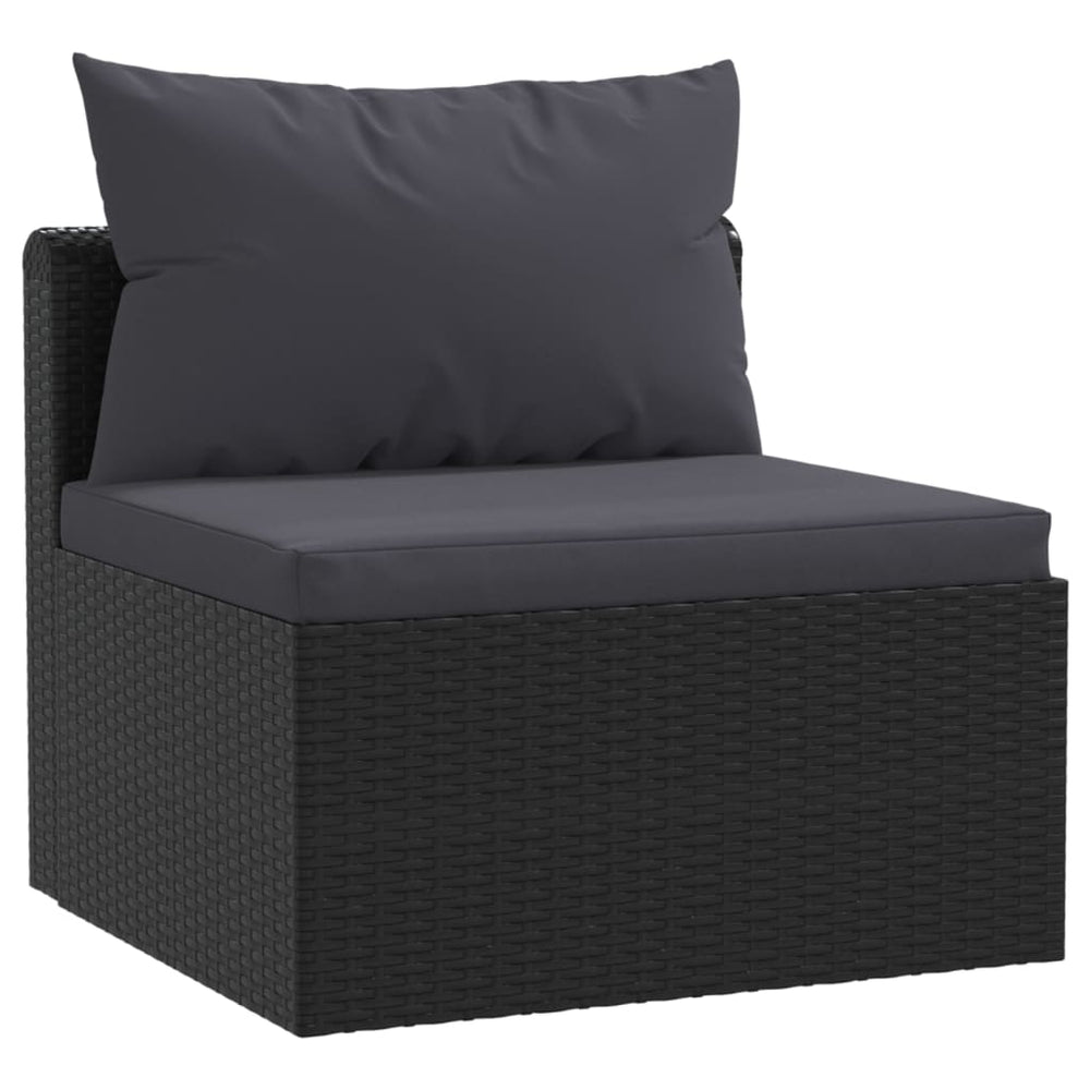 7-delige Loungeset met kussens poly rattan zwart MeubelReus