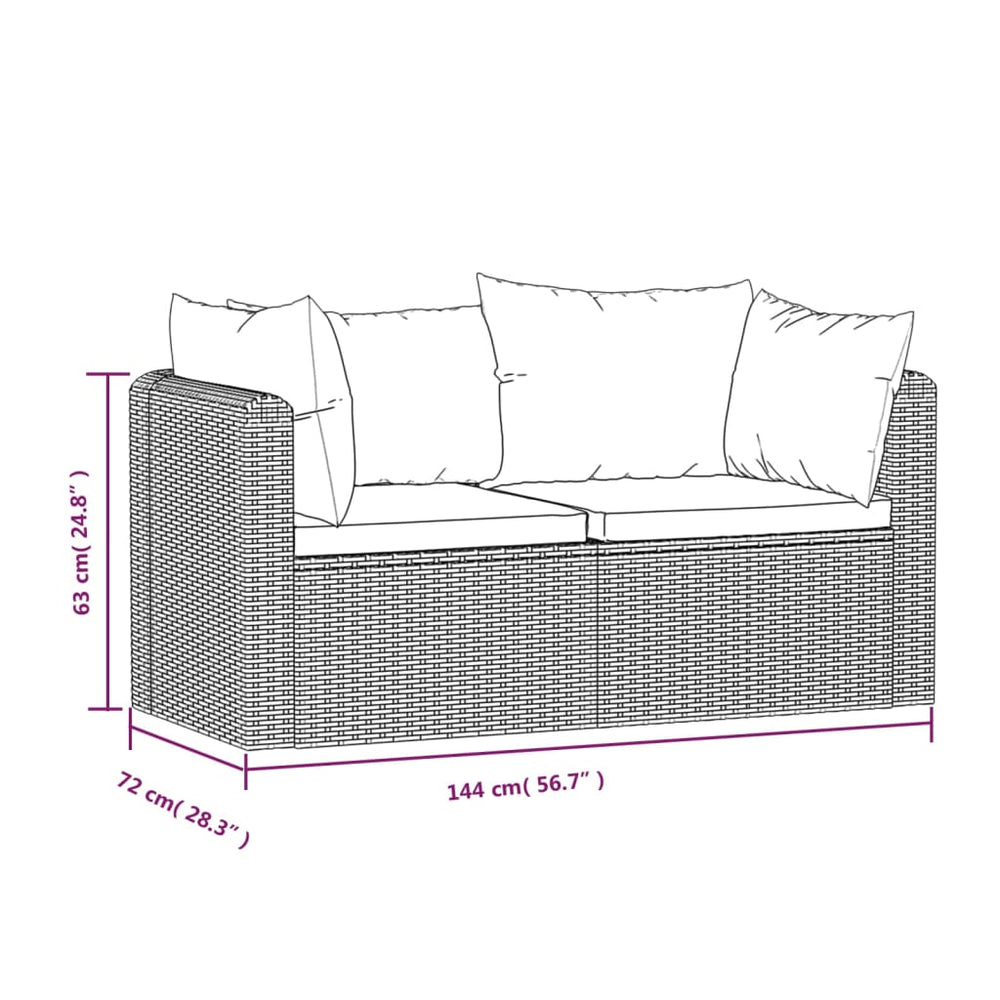 2-delige Loungeset met kussens poly rattan zwart MeubelReus