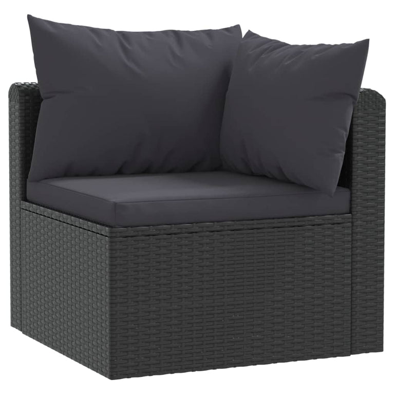 3-delige Loungeset met kussens poly rattan zwart MeubelReus