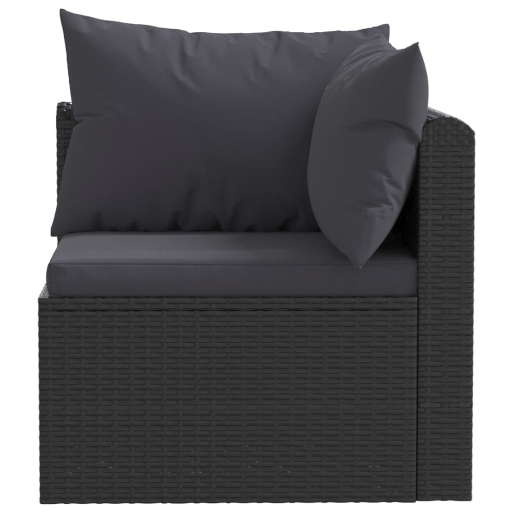 3-delige Loungeset met kussens poly rattan zwart MeubelReus