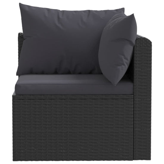3-delige Loungeset met kussens poly rattan zwart MeubelReus