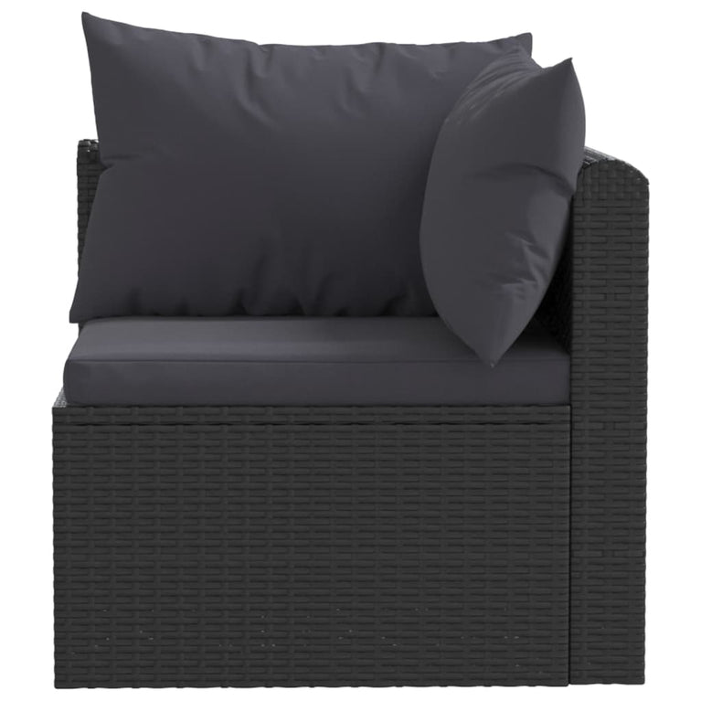 3-delige Loungeset met kussens poly rattan zwart MeubelReus