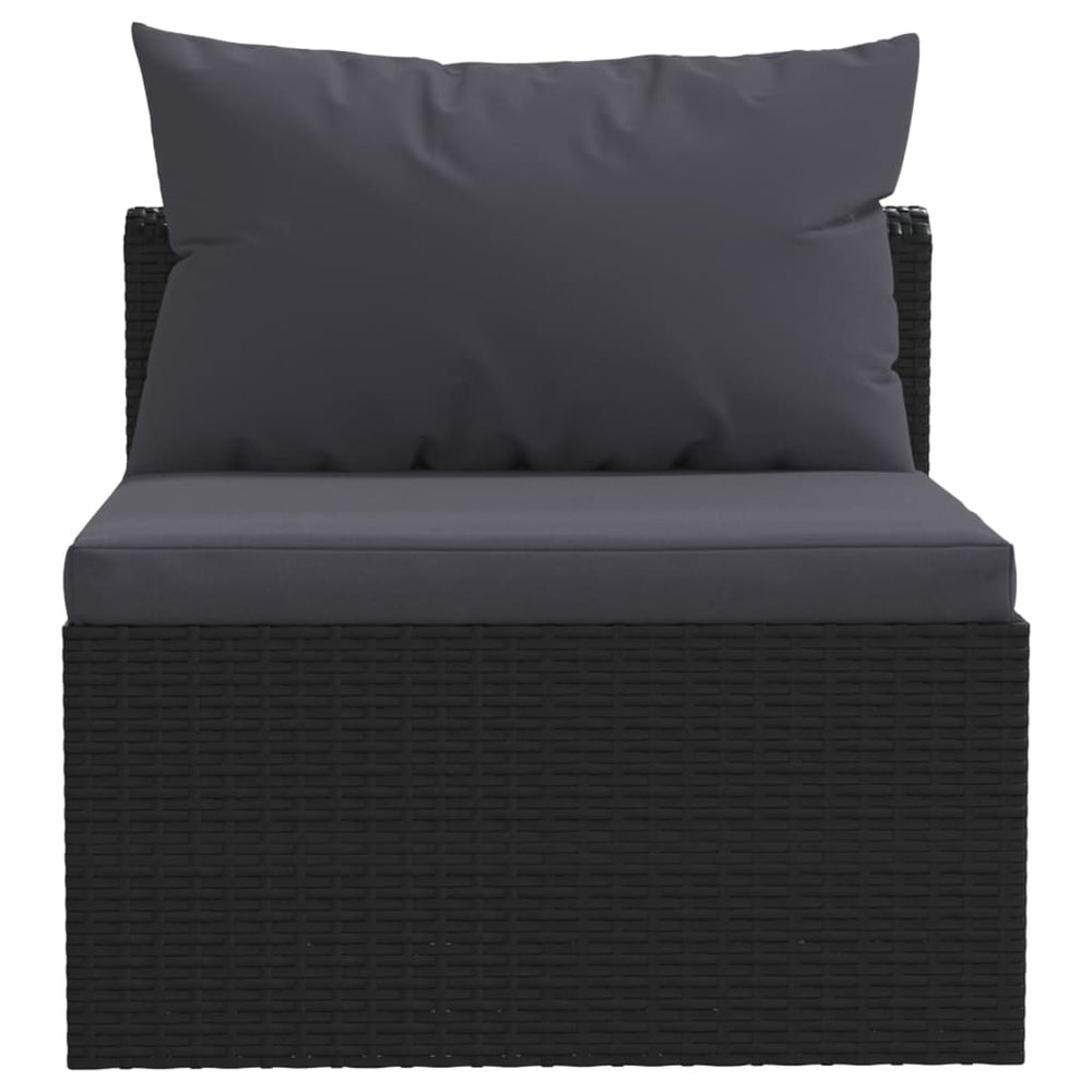 3-delige Loungeset met kussens poly rattan zwart MeubelReus