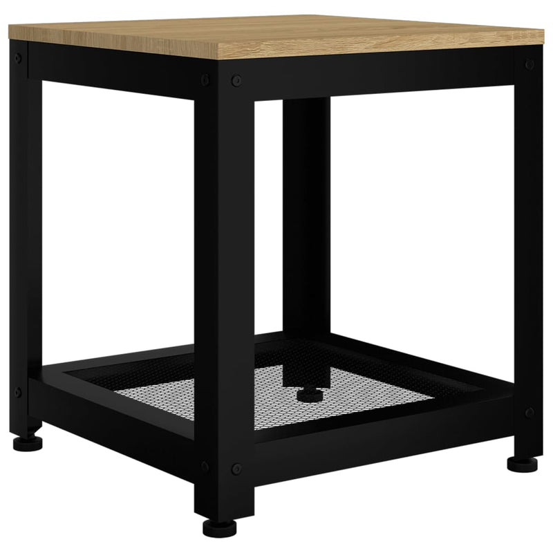 Bijzettafel 40x40x45 cm MDF en ijzer lichtbruin en zwart MeubelReus
