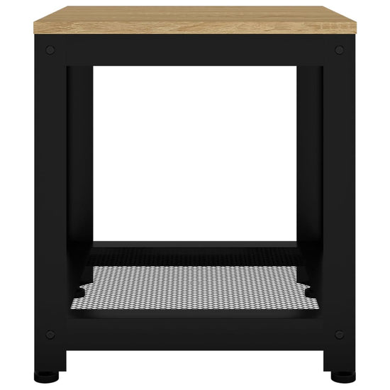 Bijzettafel 40x40x45 cm MDF en ijzer lichtbruin en zwart MeubelReus