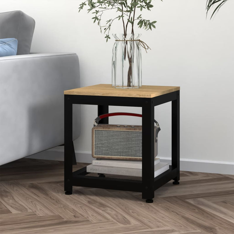 Bijzettafel 40x40x45 cm MDF en ijzer lichtbruin en zwart MeubelReus