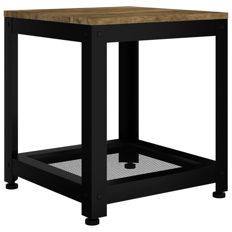 Bijzettafel 40x40x45 cm MDF en ijzer donkerbruin en zwart MeubelReus