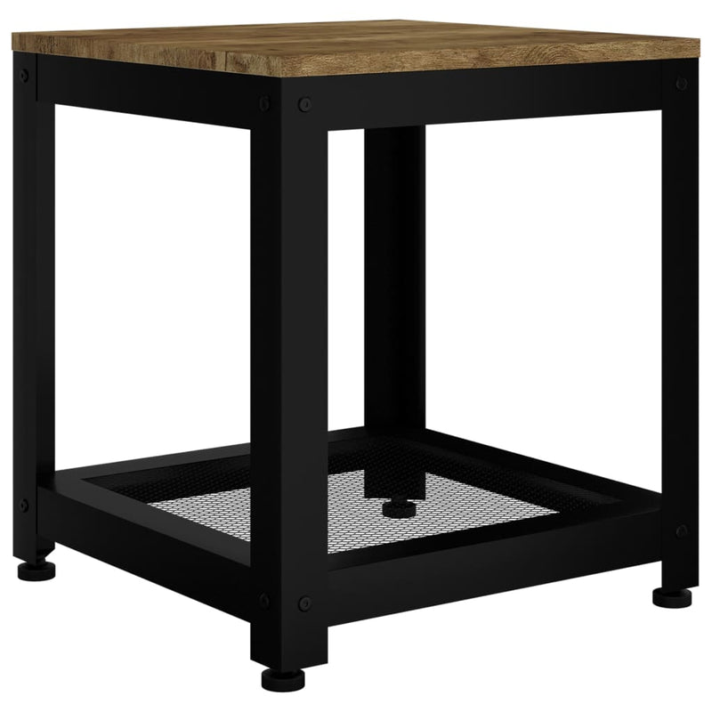 Bijzettafel 40x40x45 cm MDF en ijzer donkerbruin en zwart MeubelReus