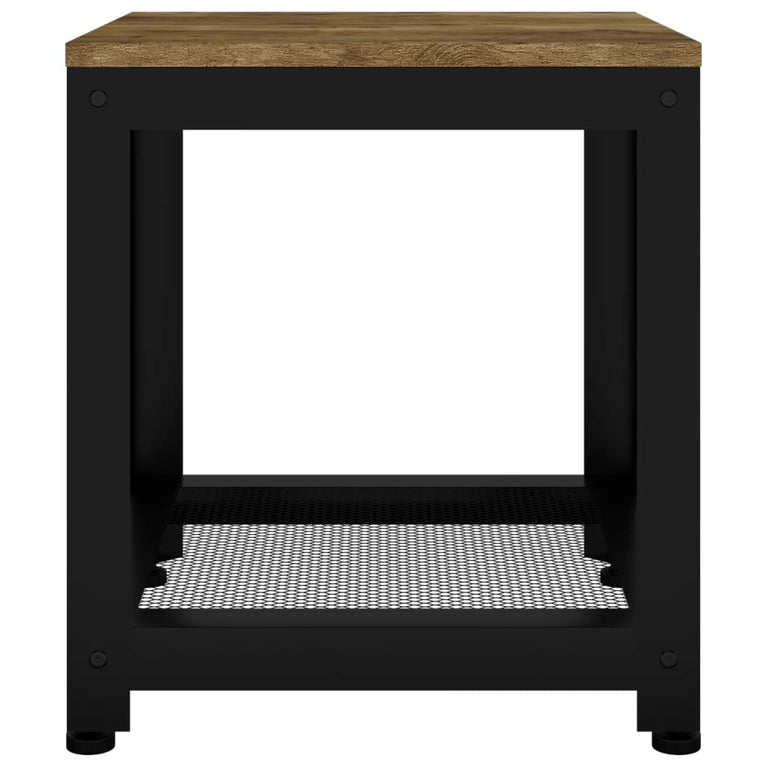 Bijzettafel 40x40x45 cm MDF en ijzer donkerbruin en zwart MeubelReus