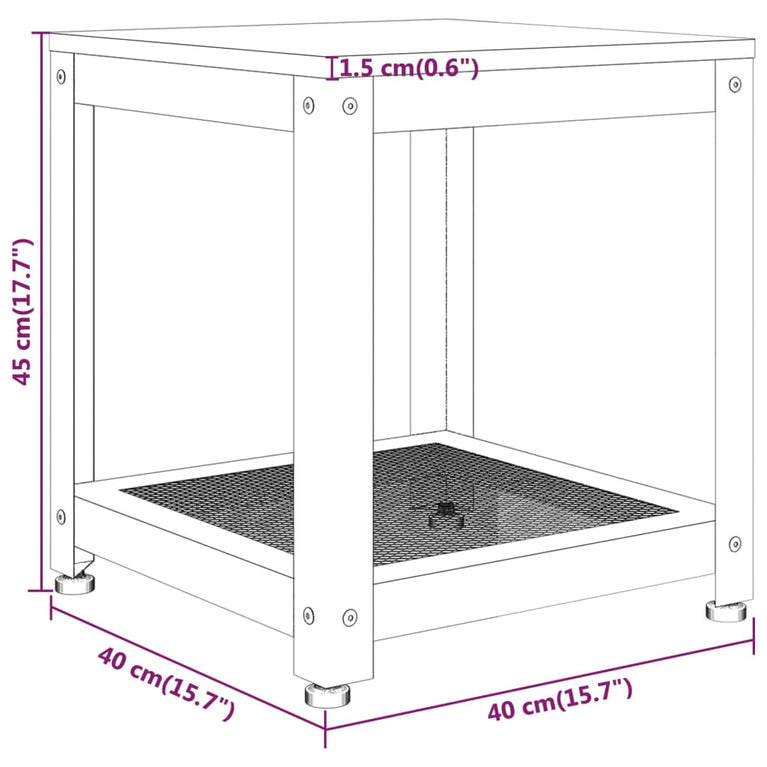 Bijzettafel 40x40x45 cm MDF en ijzer donkerbruin en zwart MeubelReus