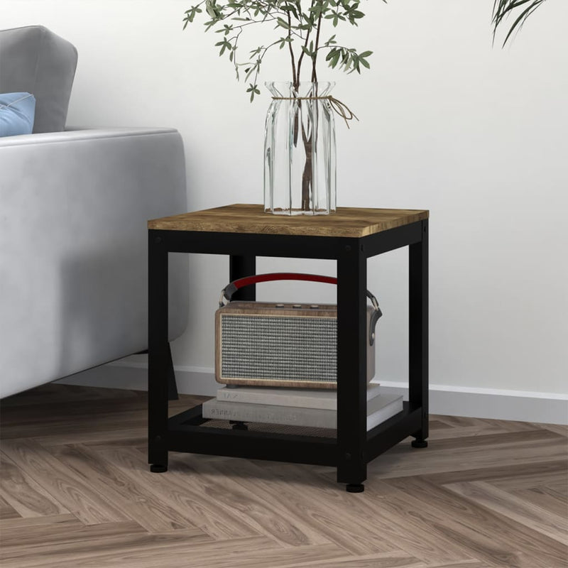 Bijzettafel 40x40x45 cm MDF en ijzer donkerbruin en zwart MeubelReus