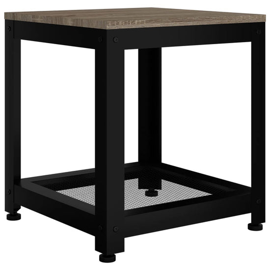 Bijzettafel 40x40x45 cm MDF en ijzer grijs en zwart MeubelReus