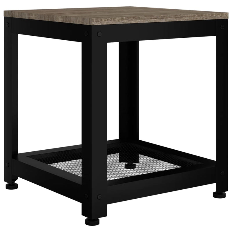 Bijzettafel 40x40x45 cm MDF en ijzer grijs en zwart MeubelReus