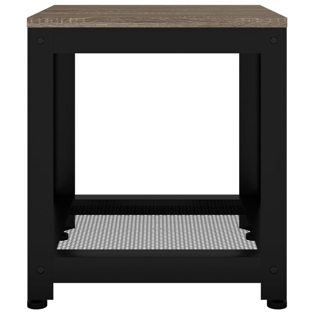Bijzettafel 40x40x45 cm MDF en ijzer grijs en zwart MeubelReus