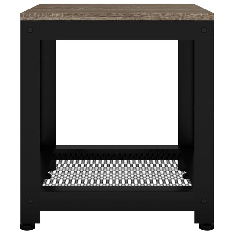 Bijzettafel 40x40x45 cm MDF en ijzer grijs en zwart MeubelReus