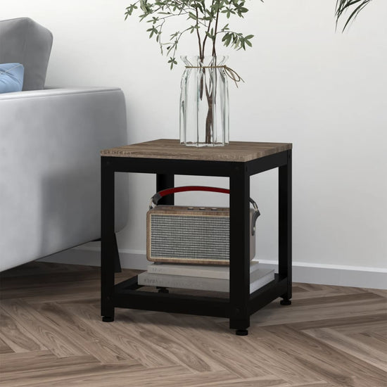 Bijzettafel 40x40x45 cm MDF en ijzer grijs en zwart MeubelReus