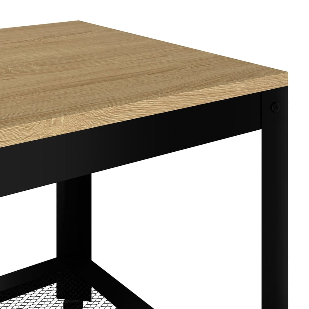 Salontafel 90x45x45 cm MDF en ijzer lichtbruin en zwart MeubelReus