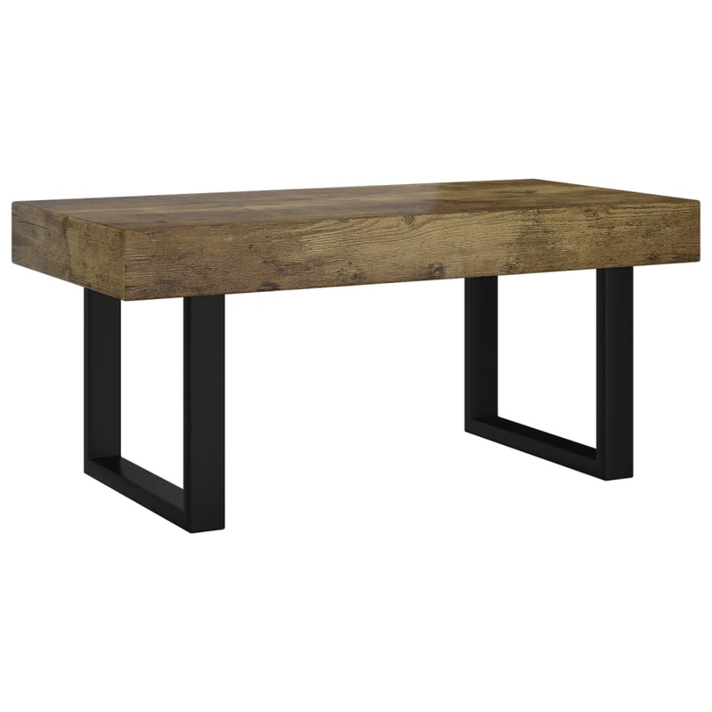 Salontafel 90x45x40 cm MDF en ijzer donkerbruin en zwart MeubelReus