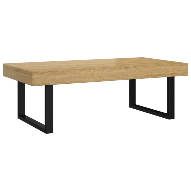 Salontafel 120x60x40 cm MDF en ijzer lichtbruin en zwart MeubelReus