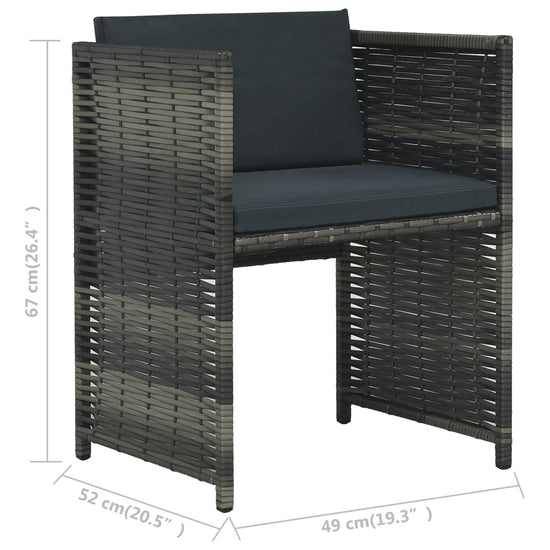 3-delige Bistroset met kussens poly rattan grijs MeubelReus