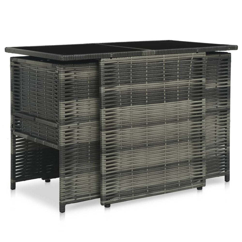 3-delige Bistroset met kussens poly rattan grijs MeubelReus