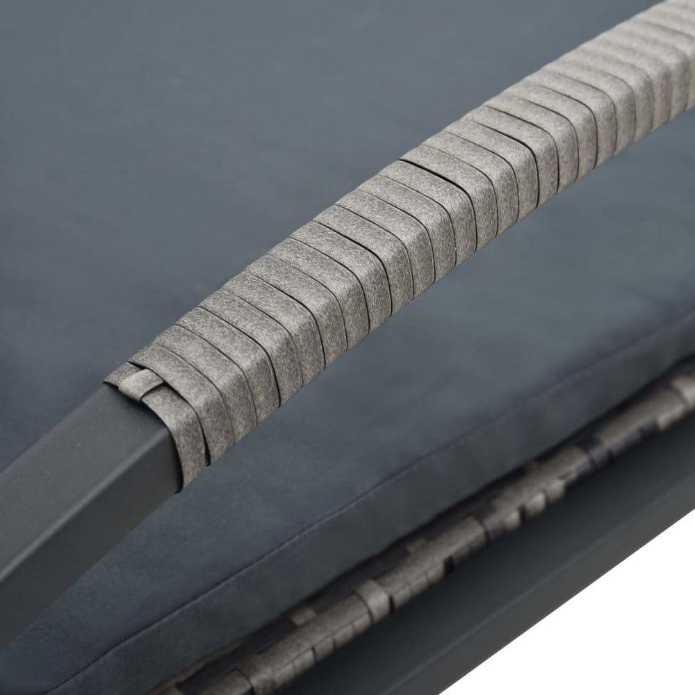 Ligbed met kussen en wieltjes poly rattan antraciet MeubelReus