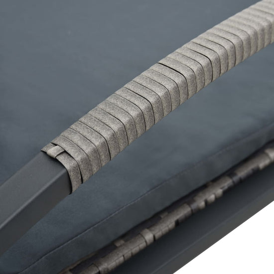 Ligbed met kussen en wieltjes poly rattan antraciet MeubelReus
