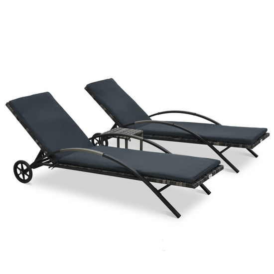 Ligbedden met tafel poly rattan antraciet MeubelReus