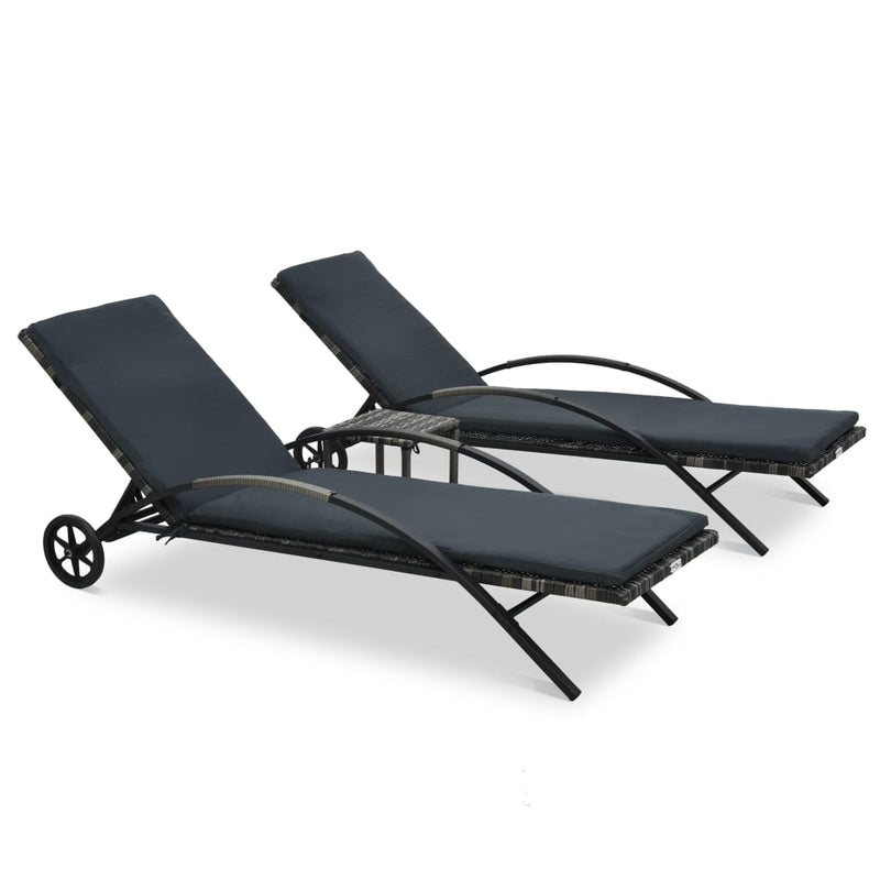 Ligbedden met tafel poly rattan antraciet MeubelReus